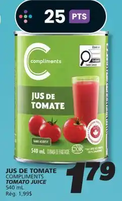IGA COMPLIMENTS TOMATO JUICE offer