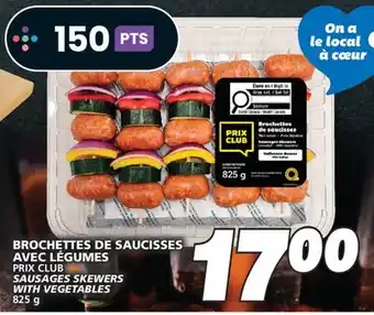 IGA PRIX CLUB SAUSAGES SKEWERS WITH VEGETABLES offer