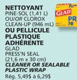 IGA GLAD PRESS'N SEAL CLEANER OR SEALABLE PLASTIC WRAP offer
