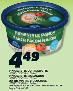 IGA LITEHOUSE DRESSING OR DIP, ORGANIC DRESSING OR DIP offer