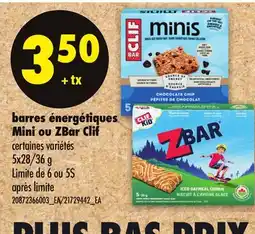 Maxi BARRES ÉNERGÉTIQUES MINI OU ZBAR CLIF, 5x28/36 g offer