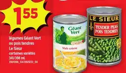 Maxi LÉGUMES GÉANT VERT OU POIS TENDRES LE SIEUR, 341/398 ML offer
