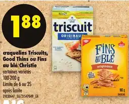 Maxi CRAQUELINS TRISCUITS, GOOD THINS OU FINS AU BLÉ CHRISTIE offer