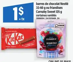 Maxi BARRES DE CHOCOLAT NESTLÉ, 33-60 G OU FRIANDISES CARNABY SWEET, 125 G offer