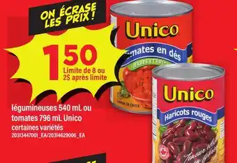 Maxi LÉGUMINEUSES, 540 ML OU TOMATES, 796 ML UNICO offer
