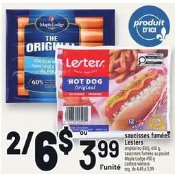 Metro SAUCISSES FUMÉES LESTERS | LESTERS WIENERS offer