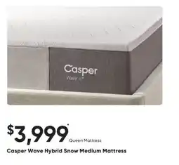Dormez Vous Casper Wave Hybrid Snow Medium Mattress offer