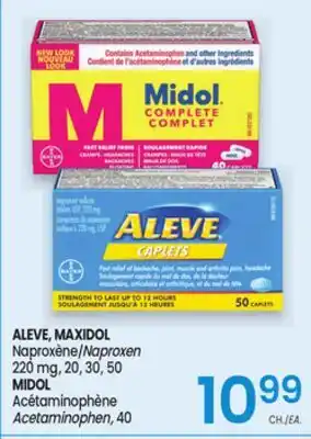 Uniprix ALEVE, MAXIDOL Naproxène/Naproxen, MIDOL Acétaminophène Acetaminophen offer