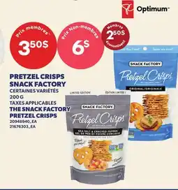 Provigo PRETZEL CRISPS SNACK FACTORY | THE SNACK FACTORY PRETZEL CRISPS offer