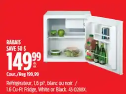 Canadian Tire Master Chef 1.6 Cu-Ft Fridge, White or Black offer