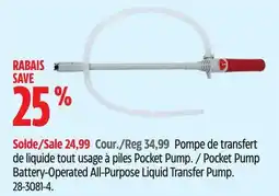 Canadian Tire Pocket Pump Battery-Operated All-Purpose Liquid Transfer Pump offer