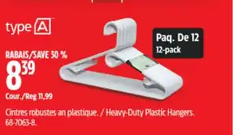 Canadian Tire TYPE A Heavy-Duty Plastic Hangers offer
