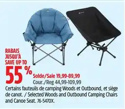 Canadian Tire Outbound Selected Woods and Outbound Camping Chairs and Canoe Seat offer