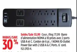 Canadian Tire NOMA 10-Outlet Power Bar with 2 USB A & C Ports offer