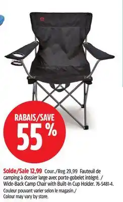 Canadian Tire Wide-Back Camp Chair with Built-In Cup Holder offer