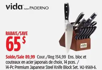 Canadian Tire Vida by Paderno 14-Pc Premium Japanese Steel Knife Block Set offer