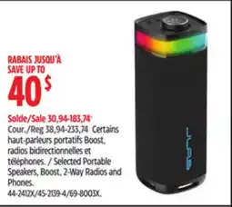 Canadian Tire Selected Portable Speakers, Boost, 2-Way Radios and Phones offer