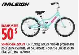 Canadian Tire Raleigh Sunrise Cruiser Youth Bike offer