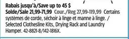 Canadian Tire Selected Clothesline Kits, Drying Rack and Laundry Hamper offer