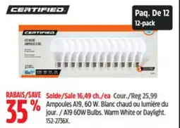Canadian Tire Certified A19 60W Bulbs offer