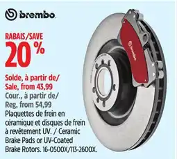 Canadian Tire Brembo Ceramic Brake Pads or UV-Coated Brake Rotors offer