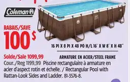Canadian Tire Coleman Rectangular Pool with Rattan-Look Sides and Ladder offer