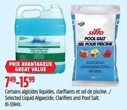 Canadian Tire Aquarius Selected Liquid Algaecide, Clarifiers and Pool Salt offer