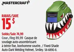 Canadian Tire Mastercraft Fixed-Shade Auto-Dark Welding Helmet, Smiley offer