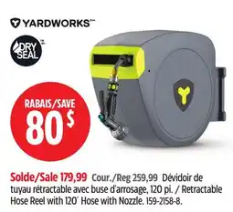 Canadian Tire Yardworks Retractable Hose Reel with 120´ Hose with Nozzle offer
