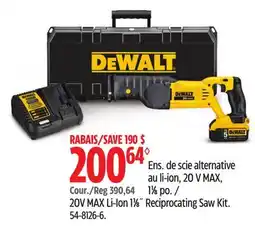 Canadian Tire Dewalt 20V MAX Li-Ion 1 1⁄8˝ Reciprocating Saw Kit offer