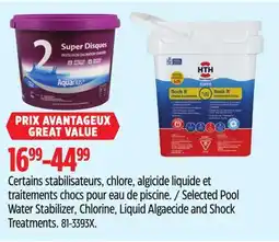 Canadian Tire Selected Pool Water Stabilizer, Chlorine, Liquid Algaecide and Shock Treatments offer