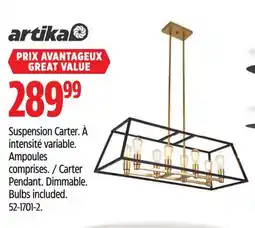 Canadian Tire artika Carter Pendant Dimmable. Bulbs included offer