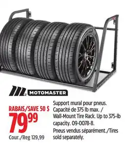 Canadian Tire Motomaster Wall-Mount Tire Rack. Up to 375-lb capacity offer