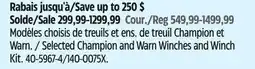 Canadian Tire Selected Champion and Warn Winches and Winch Kit offer