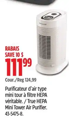 Canadian Tire Honeywell True HEPA Mini Tower Air Purifier offer