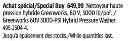 Canadian Tire Greenworks 60V 3000-PSI Hybrid Pressure Washer offer