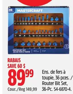 Canadian Tire Mastercraft Router Bit Set offer