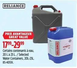 Canadian Tire Reliance Selected Water Containers offer