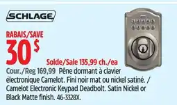 Canadian Tire Schlage Camelot Electronic Keypad Deadbolt offer
