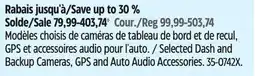 Canadian Tire Selected Dash and Backup Cameras, GPS and Auto Audio Accessories offer