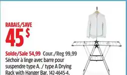 Canadian Tire type A Drying Rack with Hanger Bar offer