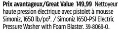 Canadian Tire Simoniz 1650-PSI Electric Pressure Washer with Foam Blaster offer