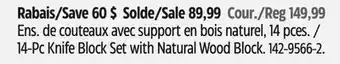 Canadian Tire Vida by PADERNO 14-Pc Knife Block Set with Natural Wood Block offer