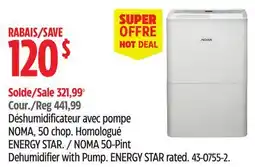 Canadian Tire NOMA 50-Pint Dehumidifier with Pump offer