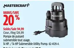 Canadian Tire Mastercraft 1⁄4-HP Submersible Utility Pump offer