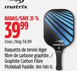 Canadian Tire Matrix Graphite Carbon Fibre Pickleball Paddle offer