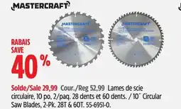 Canadian Tire MASTERCRAFT 10 Circular Saw Blades offer