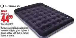 Canadian Tire Outbound Queen Air Bed with Built-in Manual Pump offer
