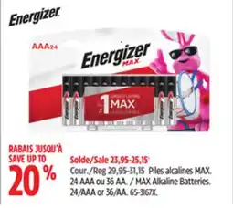Canadian Tire Energizer MAX Alkaline Batteries offer