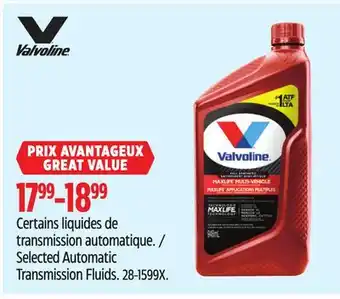 Canadian Tire Valvoline Selected Automatic Transmission Fluids offer